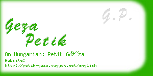 geza petik business card